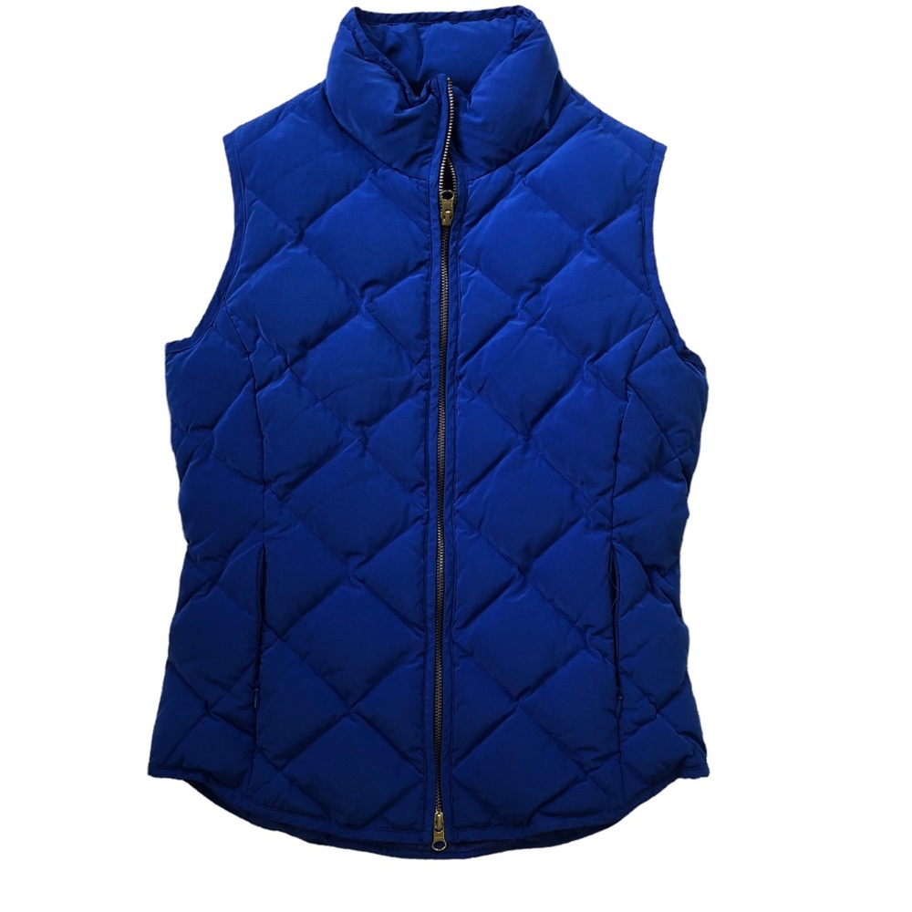 Garnet Hill Quilted Puffer Down Vest Royal Blue Size XS